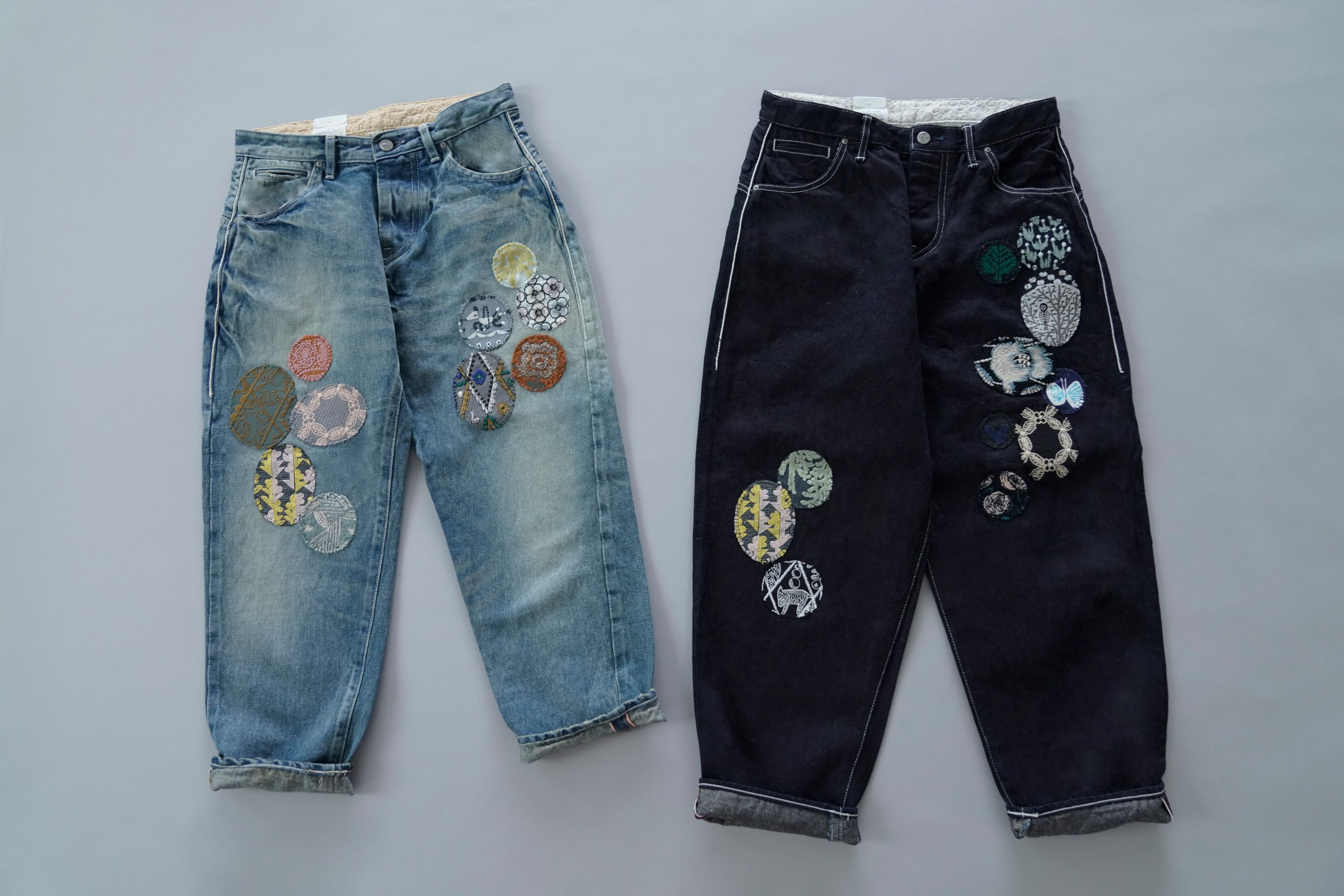 名作 ミナペルホネン always パッチワーク ボーイフレンド デニム 38 always” denim pants - minä perhonen