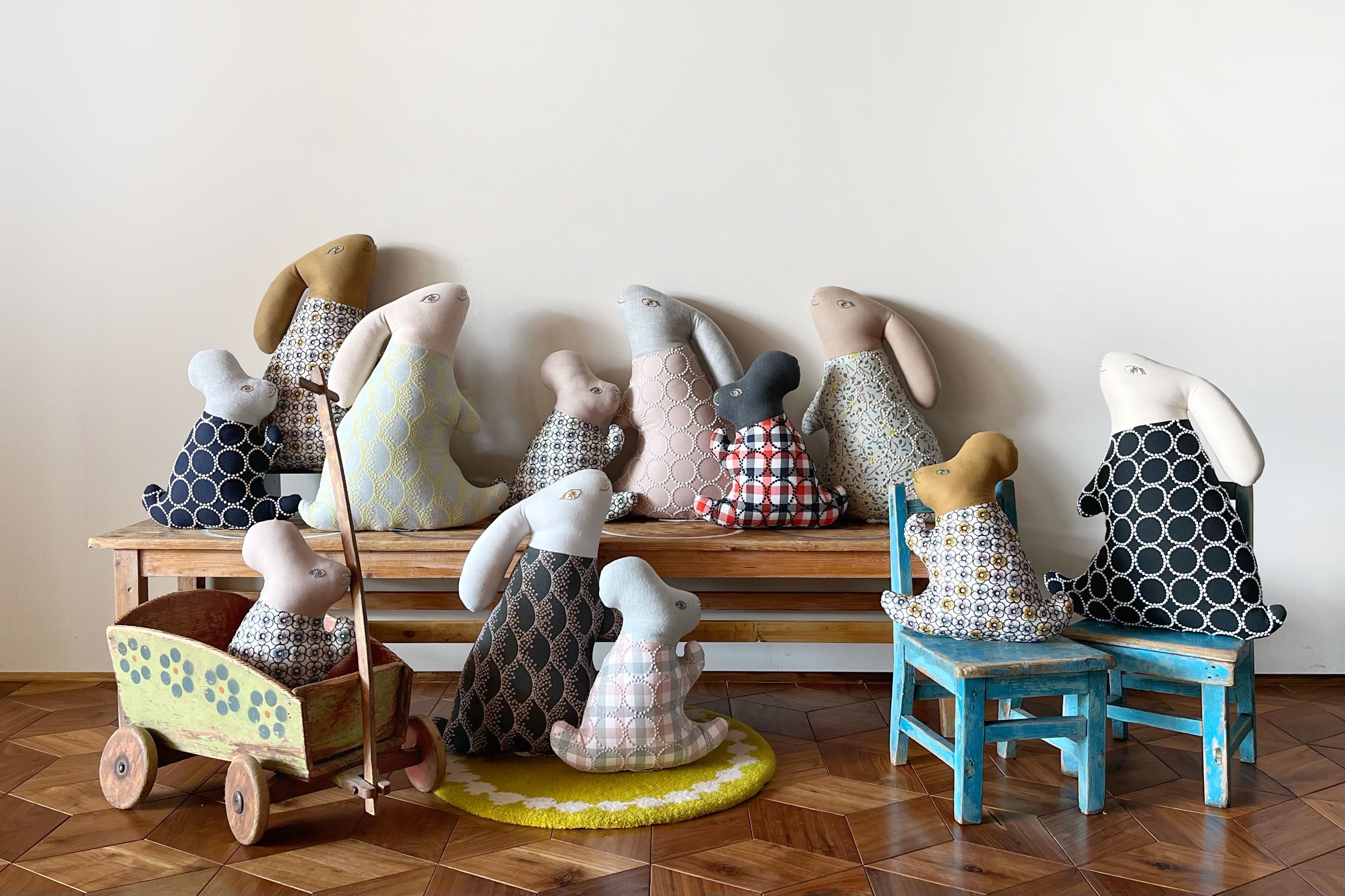 ミナペルホネン＊ハンドメイドうさぐるみ usagi cushion、kousagi cushion発売のお知らせ。5月3日
