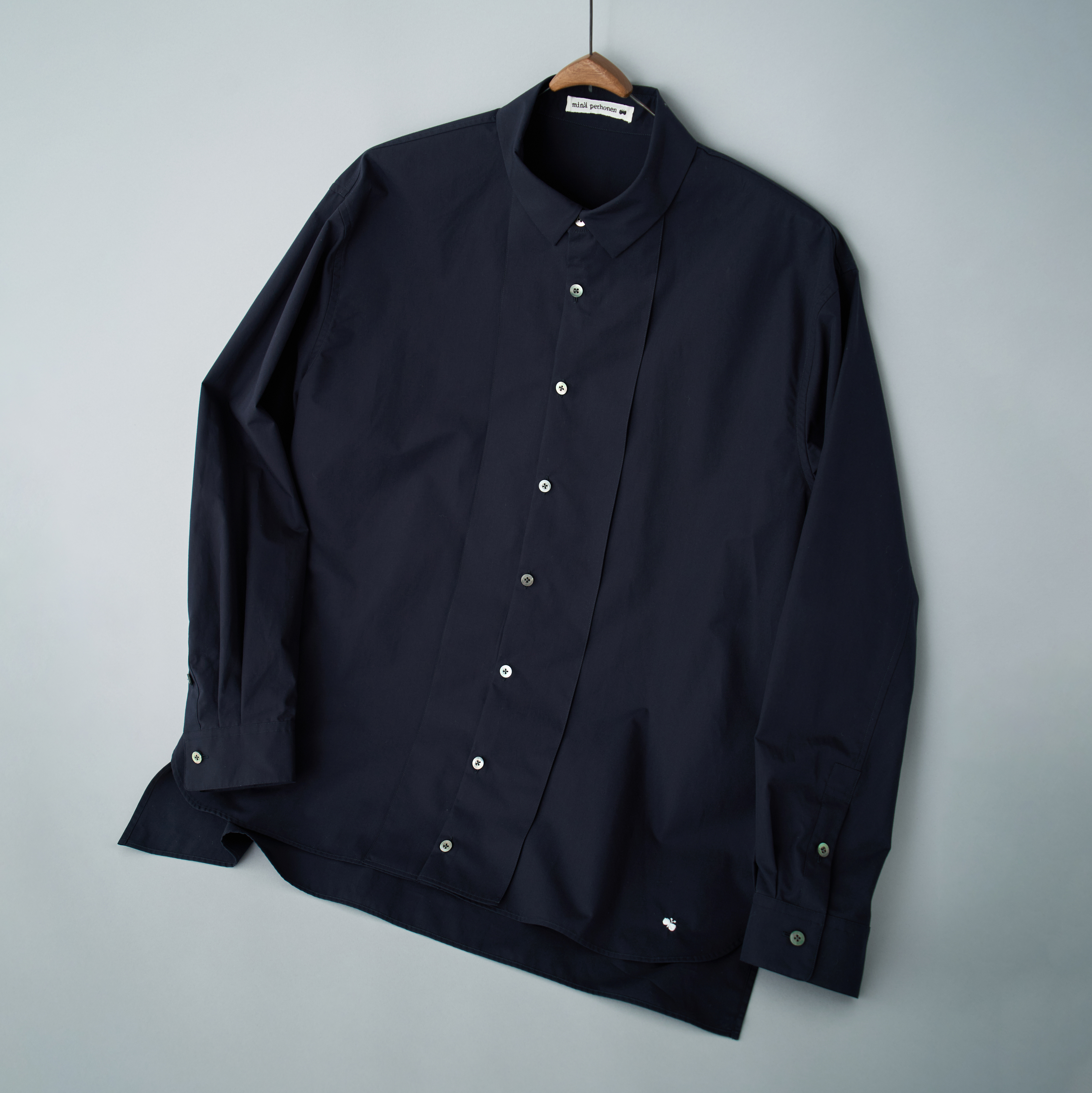 minä perhonen 黒プリーツ長袖シャツ Men's - minä perhonen