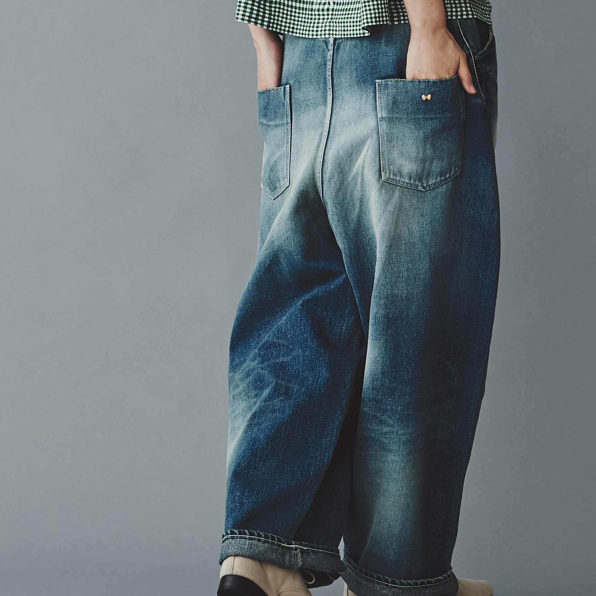 【極美品】ミナペルホネン バルーン always ワイド デニムパンツ 36 always バルーンワイドデニム - minä perhonen