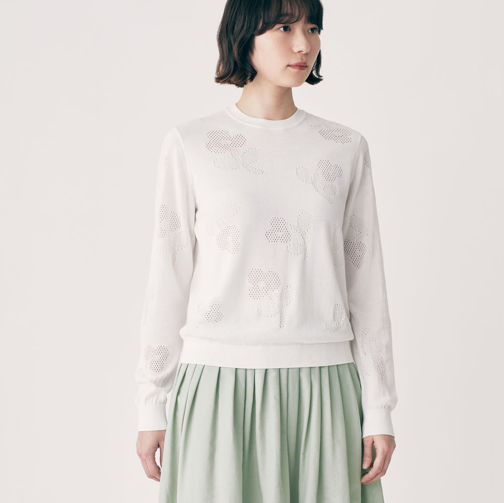 flower shadow ロングスリーブニットプルオーバー - minä perhonen