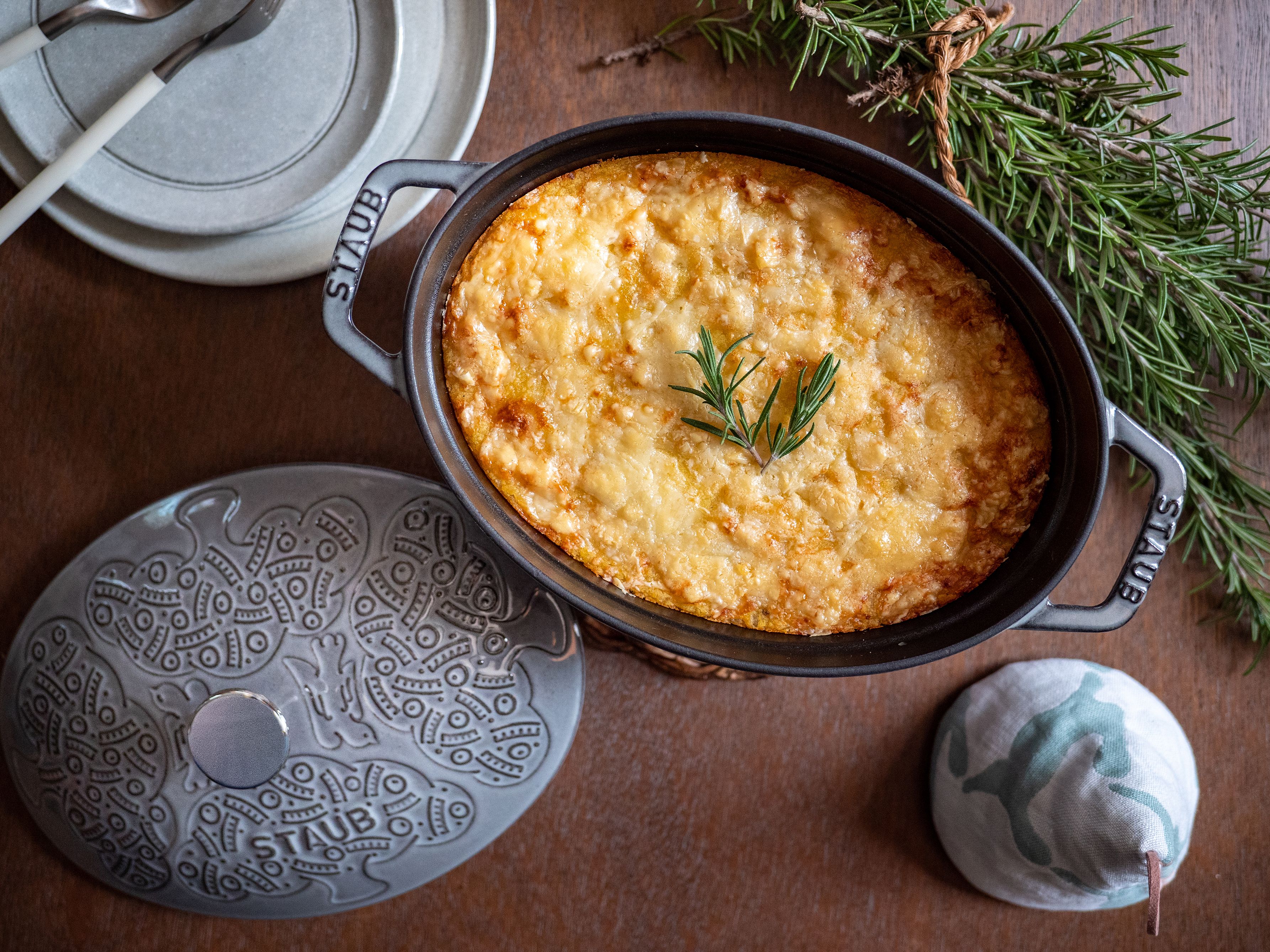 STAUB - 【新品未使用】staub ミナペルホネン　フォレスト　ココットラウンド　グレー フォレスト ココットラウンド 20cm｜ストウブ×ミナ