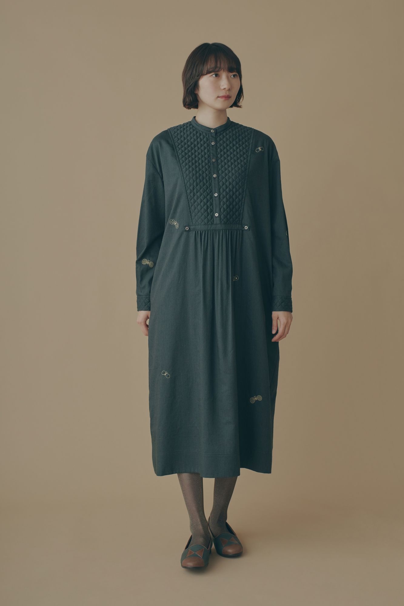 mariperhonenミナペルホネンchouchoシャツドレス☆ブラック 美品/定価7.4万】ミナペルホネン mina perhonen choucho コットン