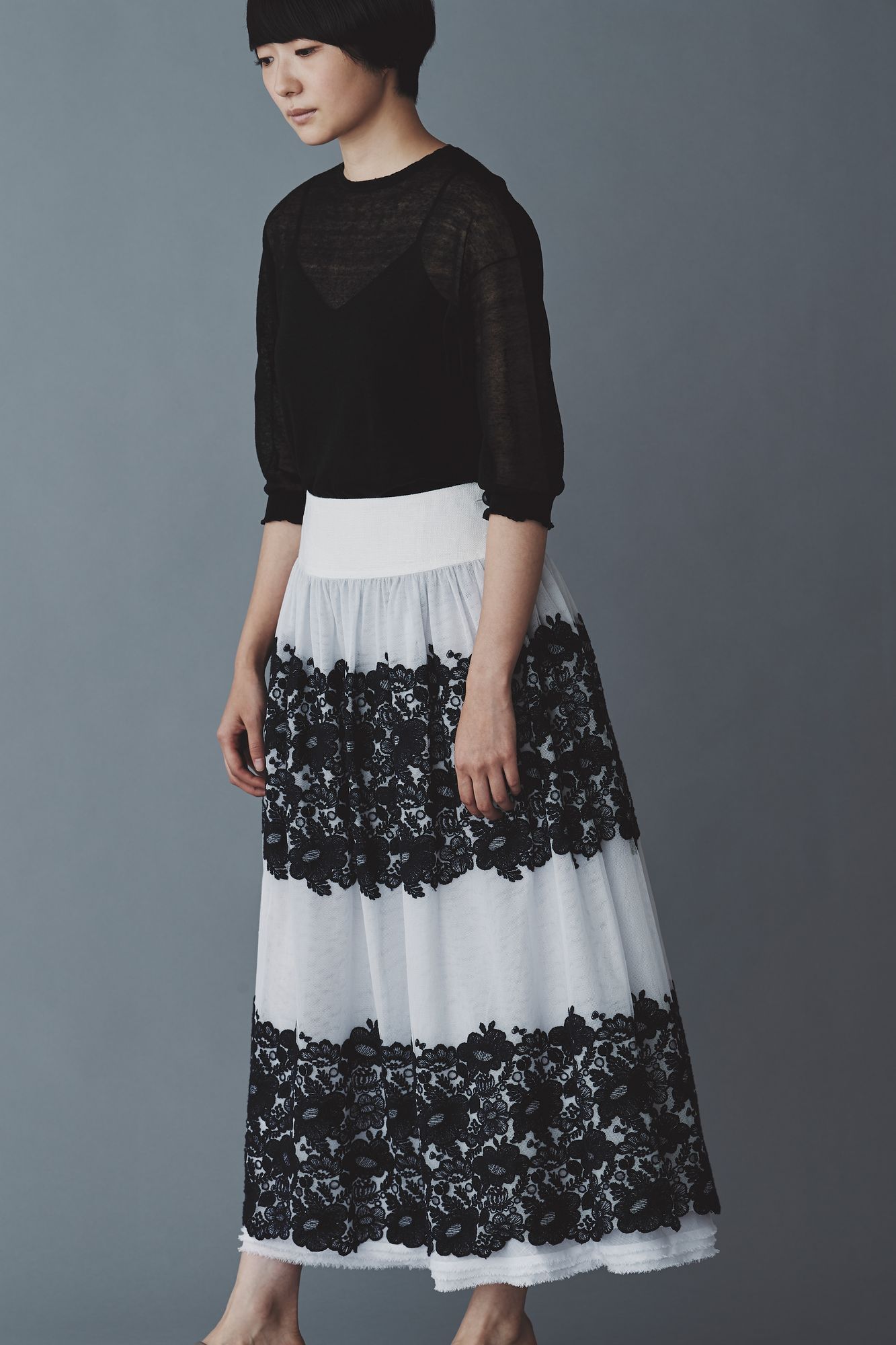 ミナペルホネン　smile flowerスカート smile flower チュールスカート - minä perhonen