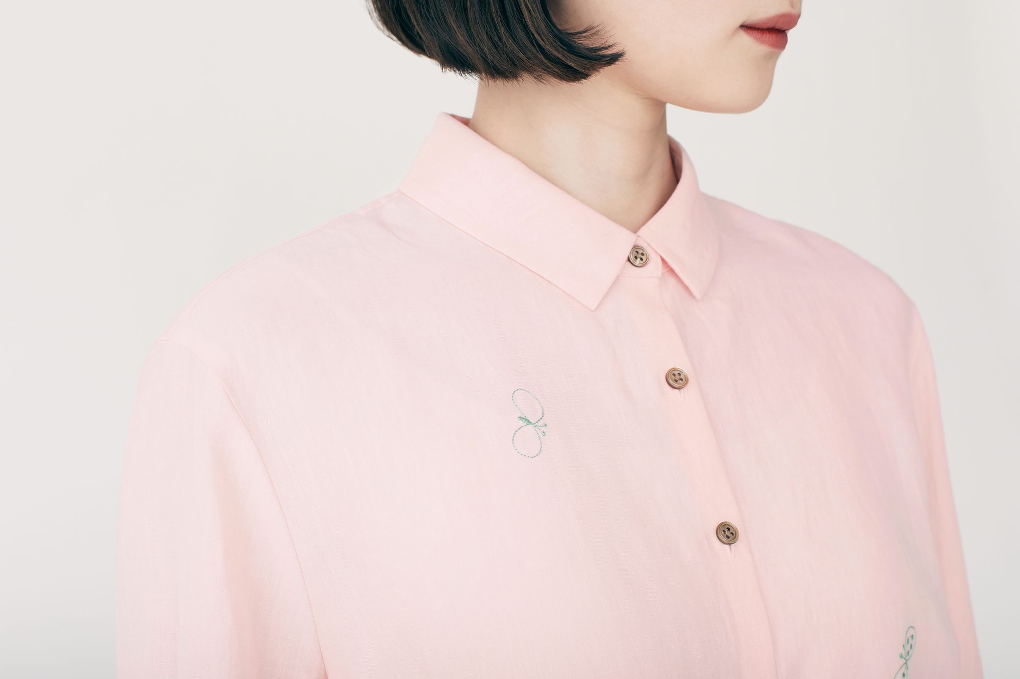 ミナペルホネン　choucho ブラウス　ピンク choucho 角襟ブラウス - minä perhonen