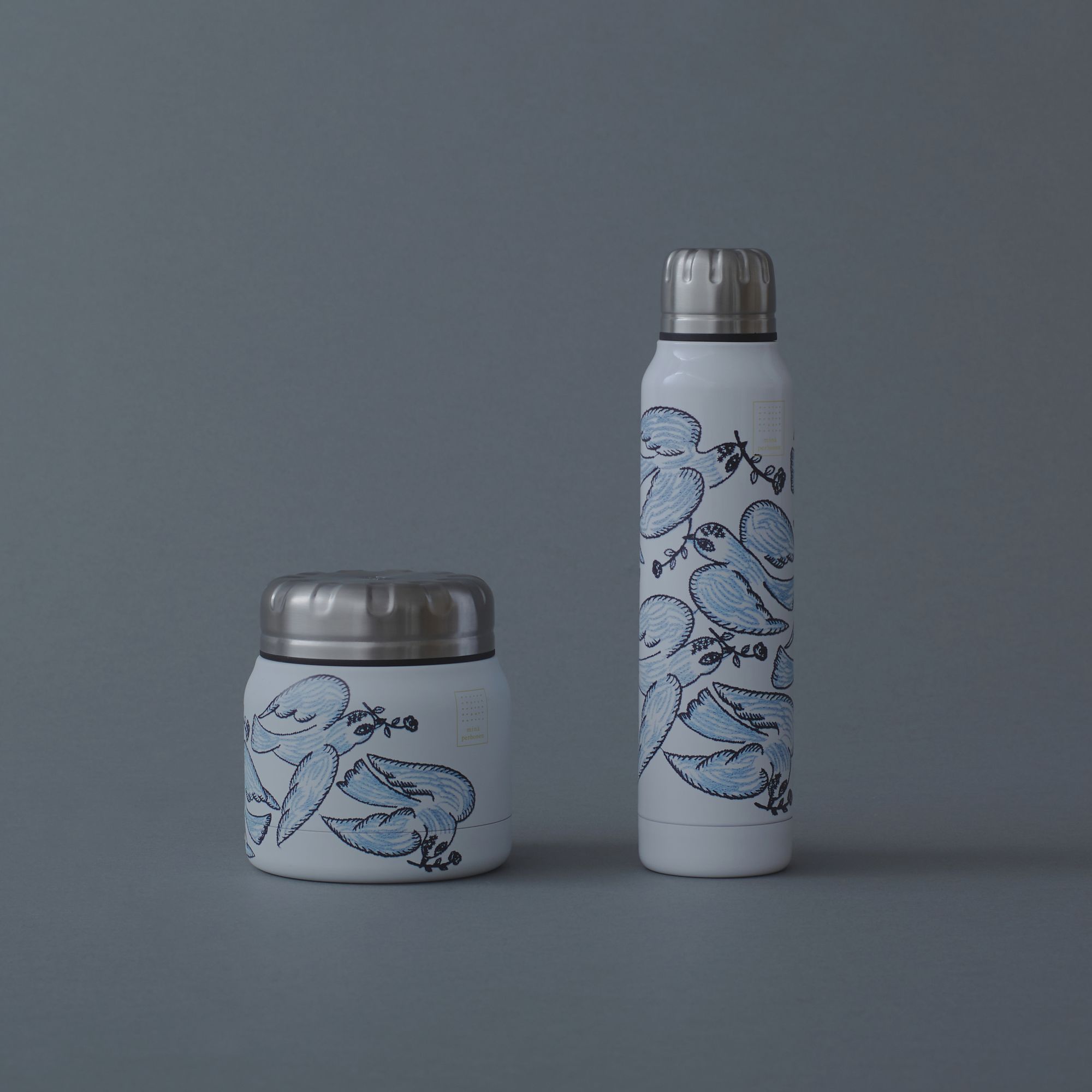 ミナペルホネン thermo mug スープジャー 蝶　シルバー500ml following day thermo mug - minä perhonen