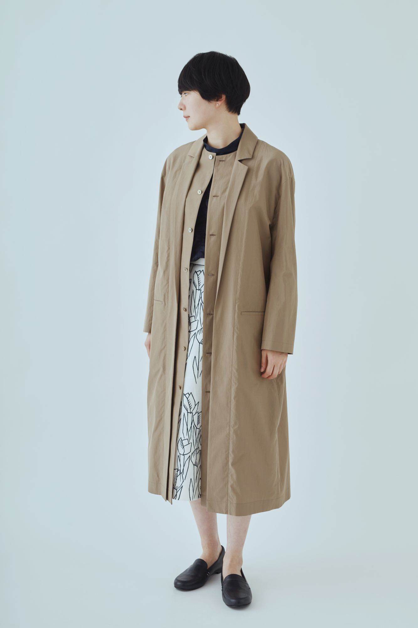 【値下げ】mina perhonen shimmer 麻 ラウンドカラー コート sol mou コート - minä perhonen