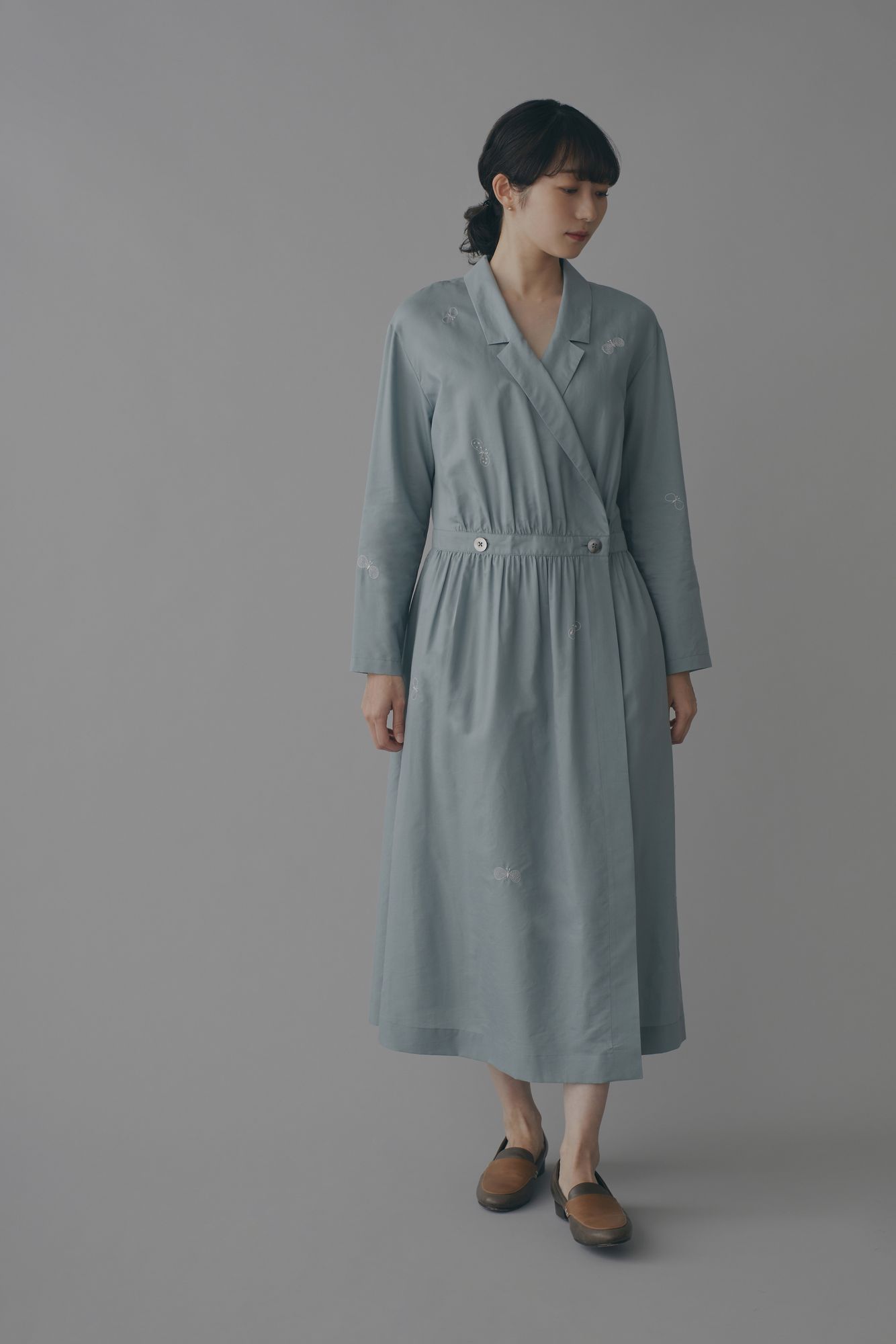 ミナペルホネン hanakaze ドレス グレー 38 mina perhonen hanakaze ショルダーバッグ -small size- - ミナ