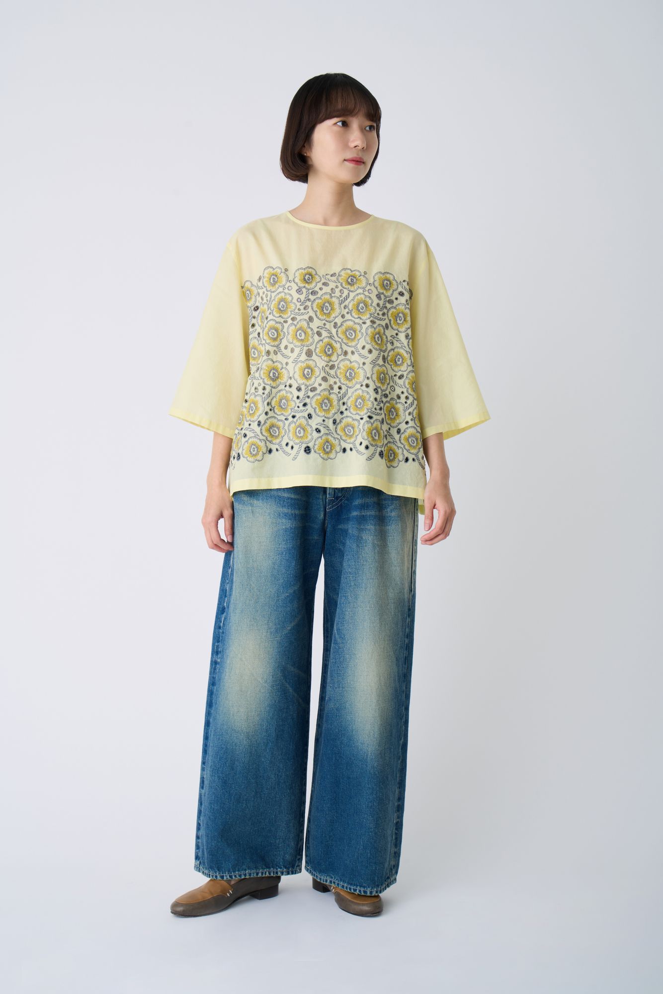 mina perhonen / ミナペルホネン | 2016SS | sunny candy / サニーキャンディ 総柄 リネン ブラウス | 36 | ブルー系 | レディース mina perhonen - mina perhonen / ミナペルホネン | 2016SS | sunny