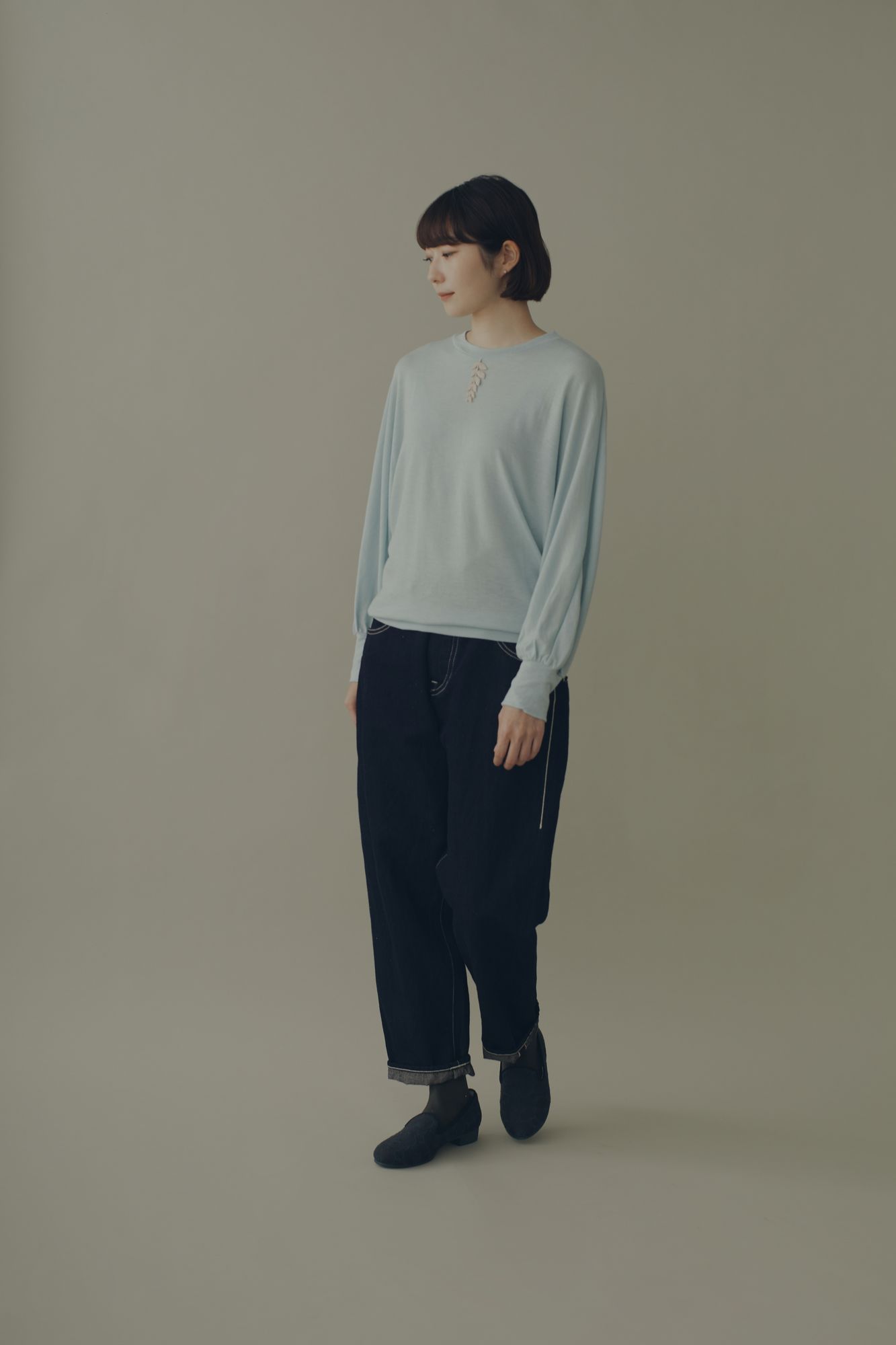 ミナペルホネン　ネイビーカットソー　未使用 mina perhonen jippii タートルネックカットソー - ミナペルホネン正規