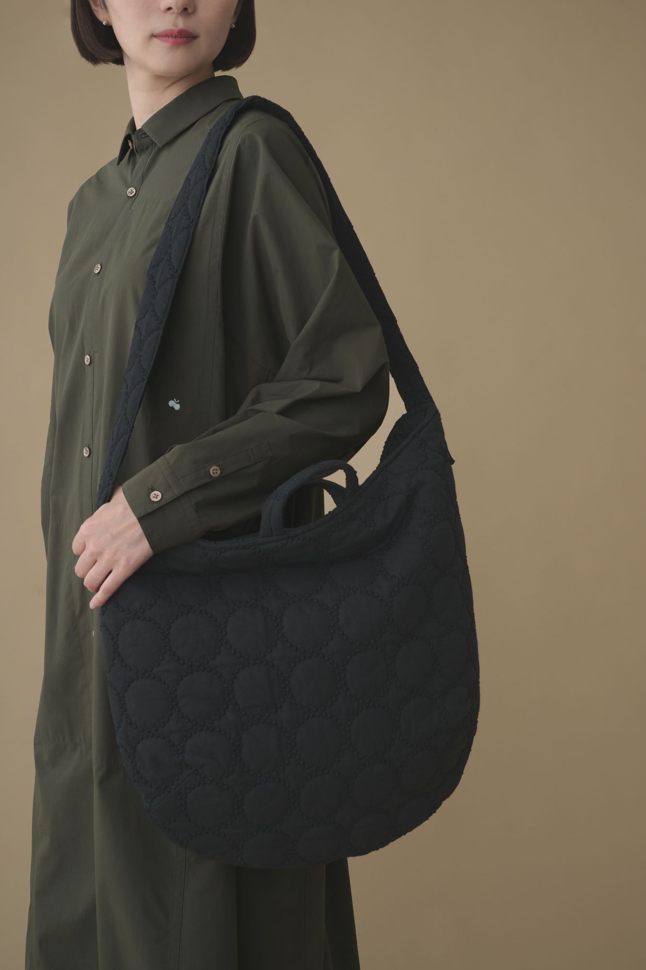 minä perhonen タンバリンショルダーバッグ大　ポリエステル tambourine ショルダーバッグ - minä perhonen