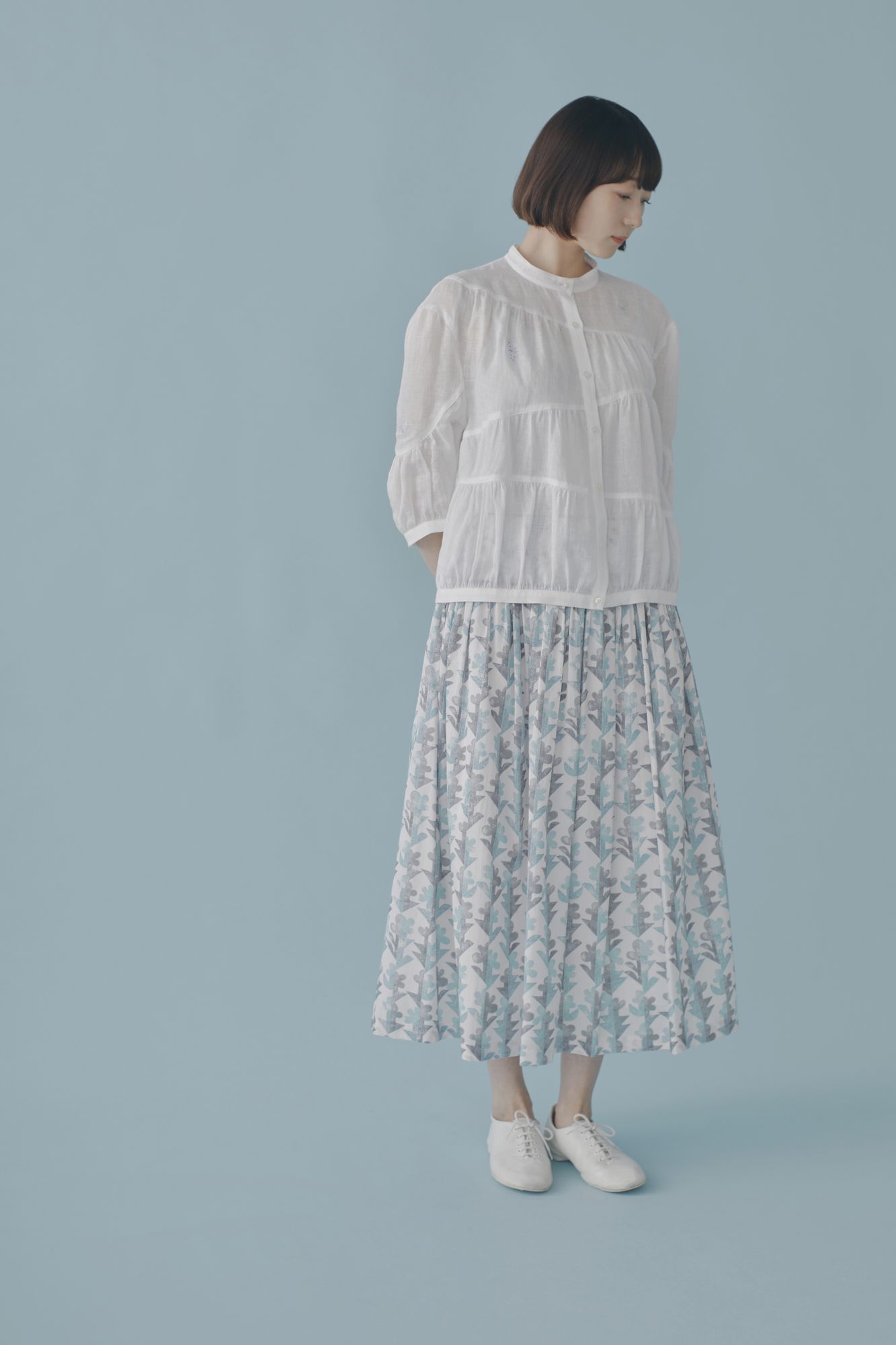 twin flower ヨーク切り替えスカート - minä perhonen