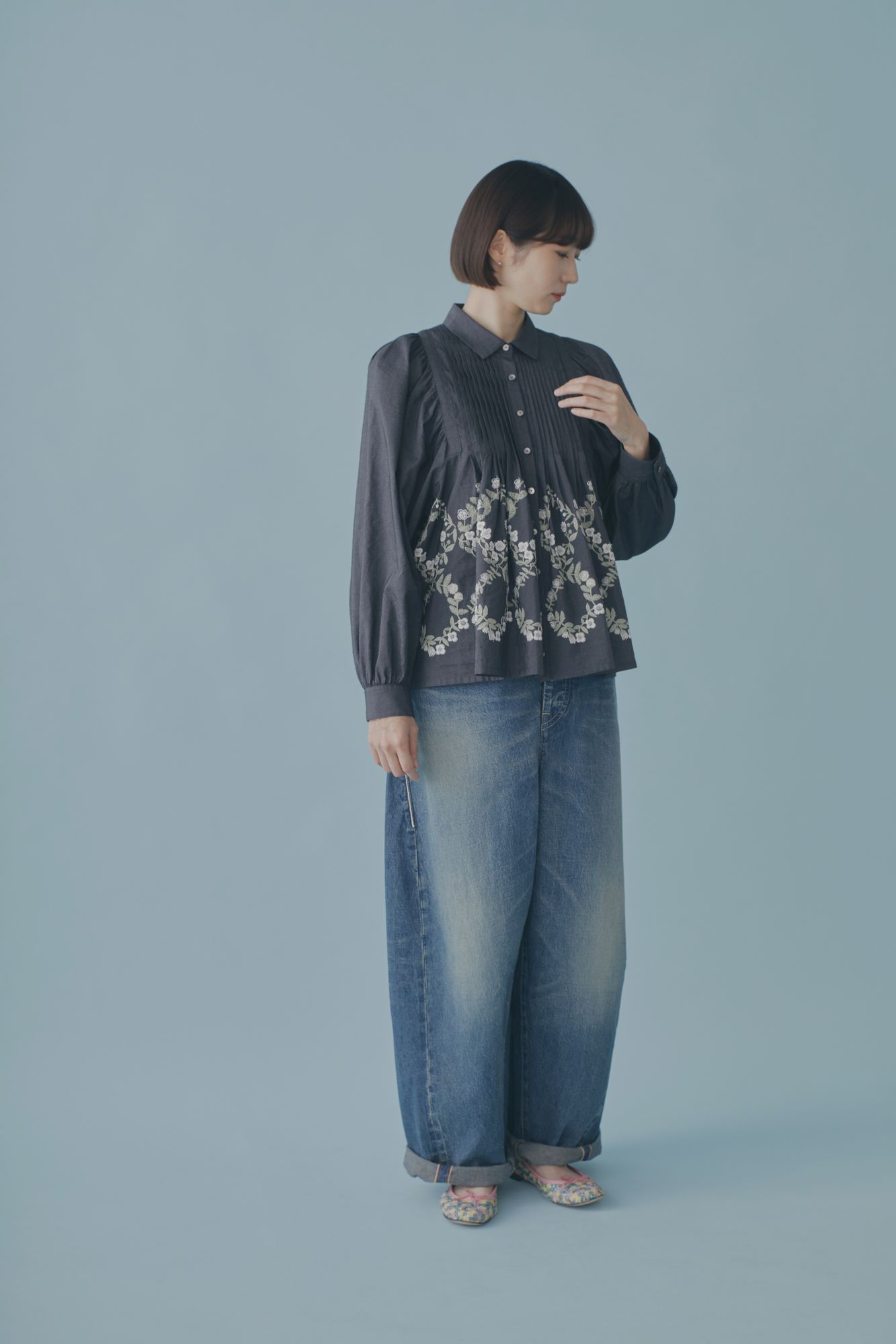 1609　ミナペルホネン　crystal flower　ブラウス　38 1609 ミナペルホネン crystal flower ブラウス 38