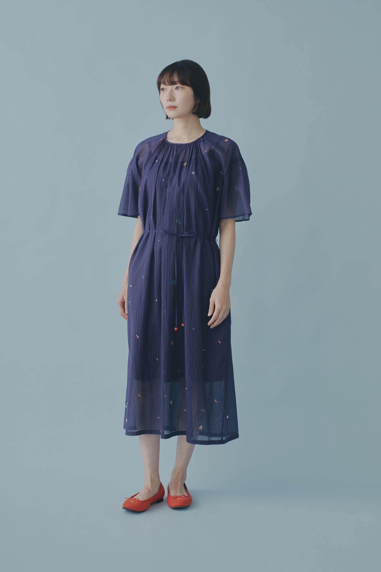 minaperhonen rytmi ギャザードレス 2024 s/s 36 sunny hole ギャザードレス - minä perhonen