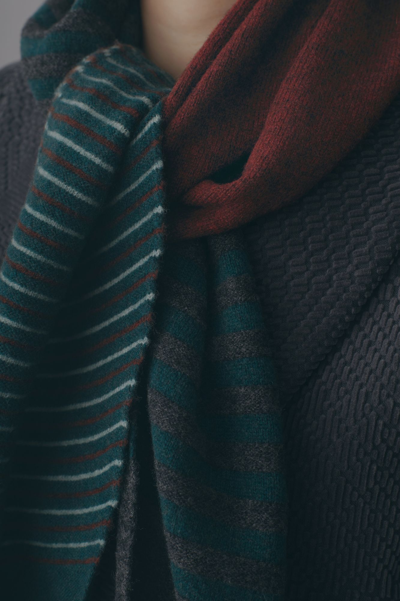 ミナペルホネン　hikaru noguchi ニットスカーフ　ストール　マフラー TRIANGLE STRIPE SCARF - minä perhonen