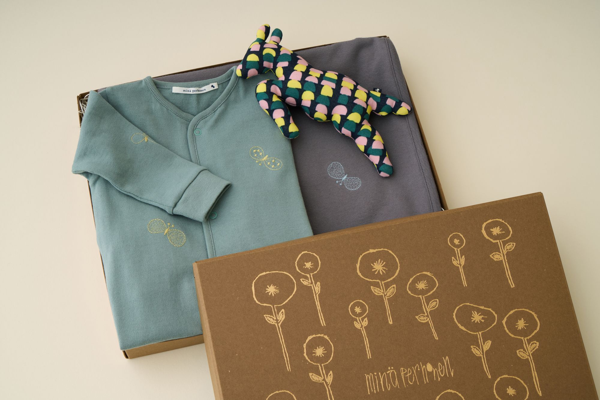  ✖️mina perhonen コラボセット　イエロー&グリーン baby gift set -ぬいぐるみ- - minä perhonen