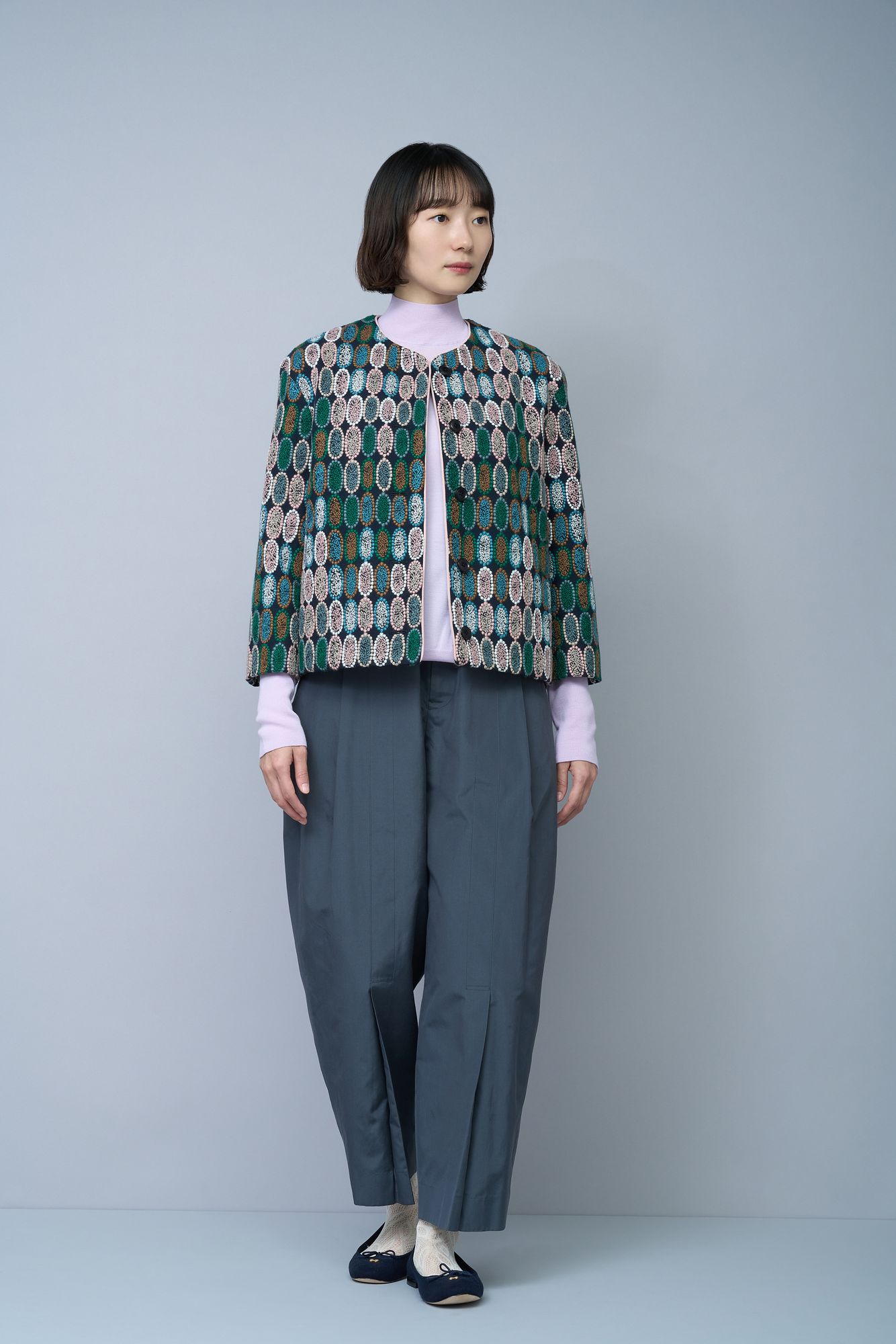 ミナペルホネン　tarte　タルト　ジャケット　ブルーミックス　38 tarte ジャケット - minä perhonen