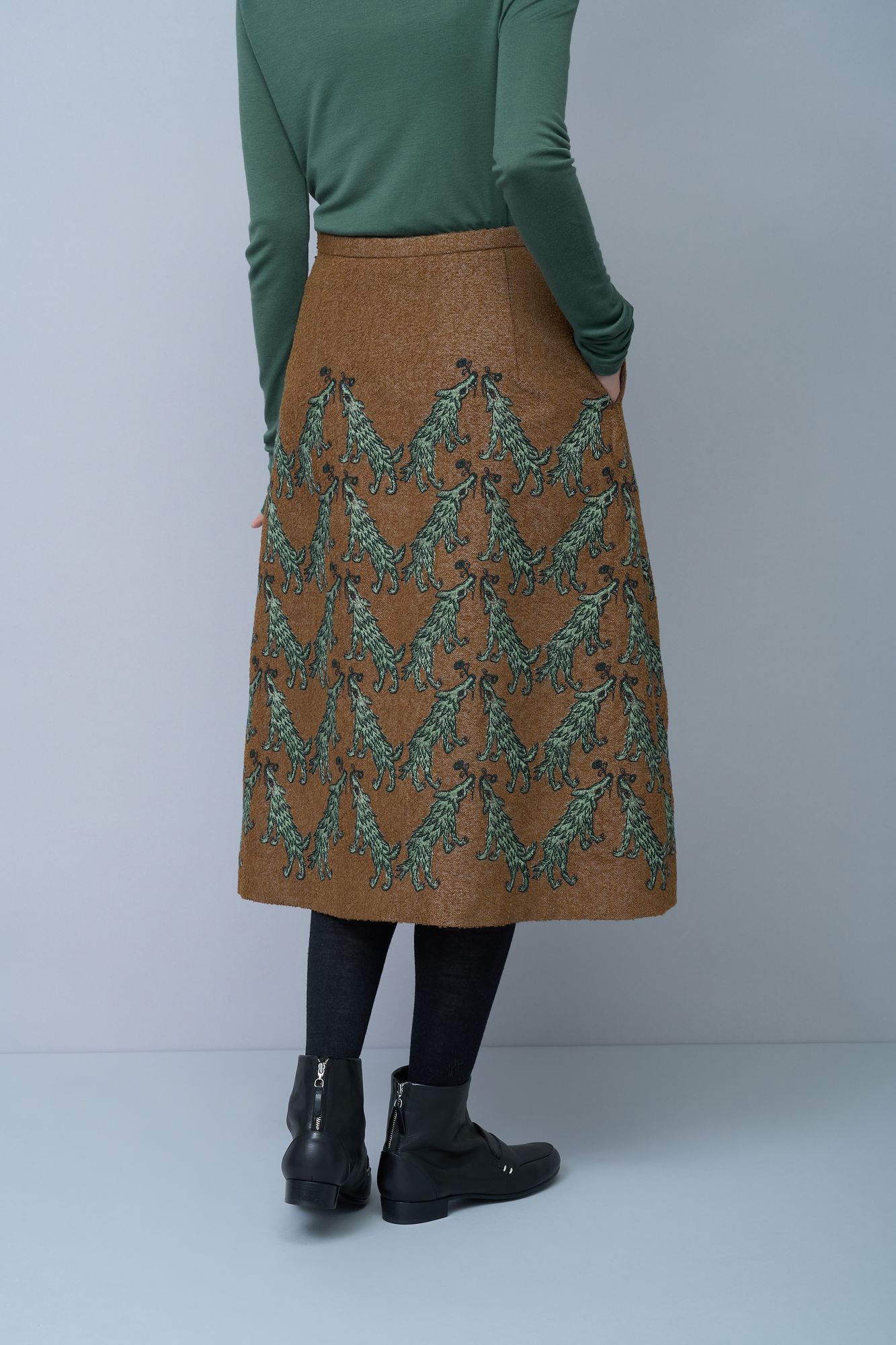 wolf & flower セミフレアスカート - minä perhonen