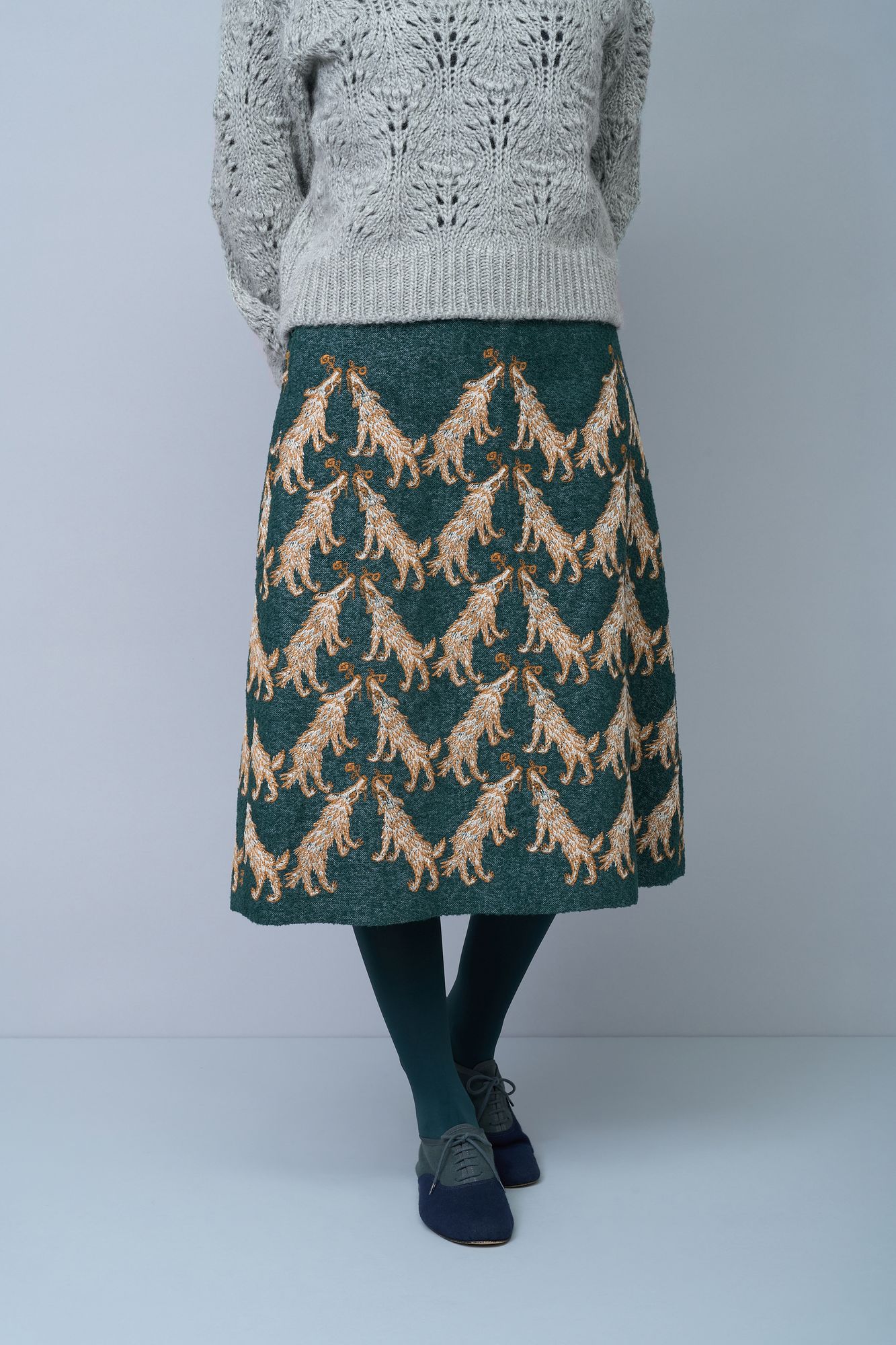 wolf & flower セミフレアスカート - minä perhonen