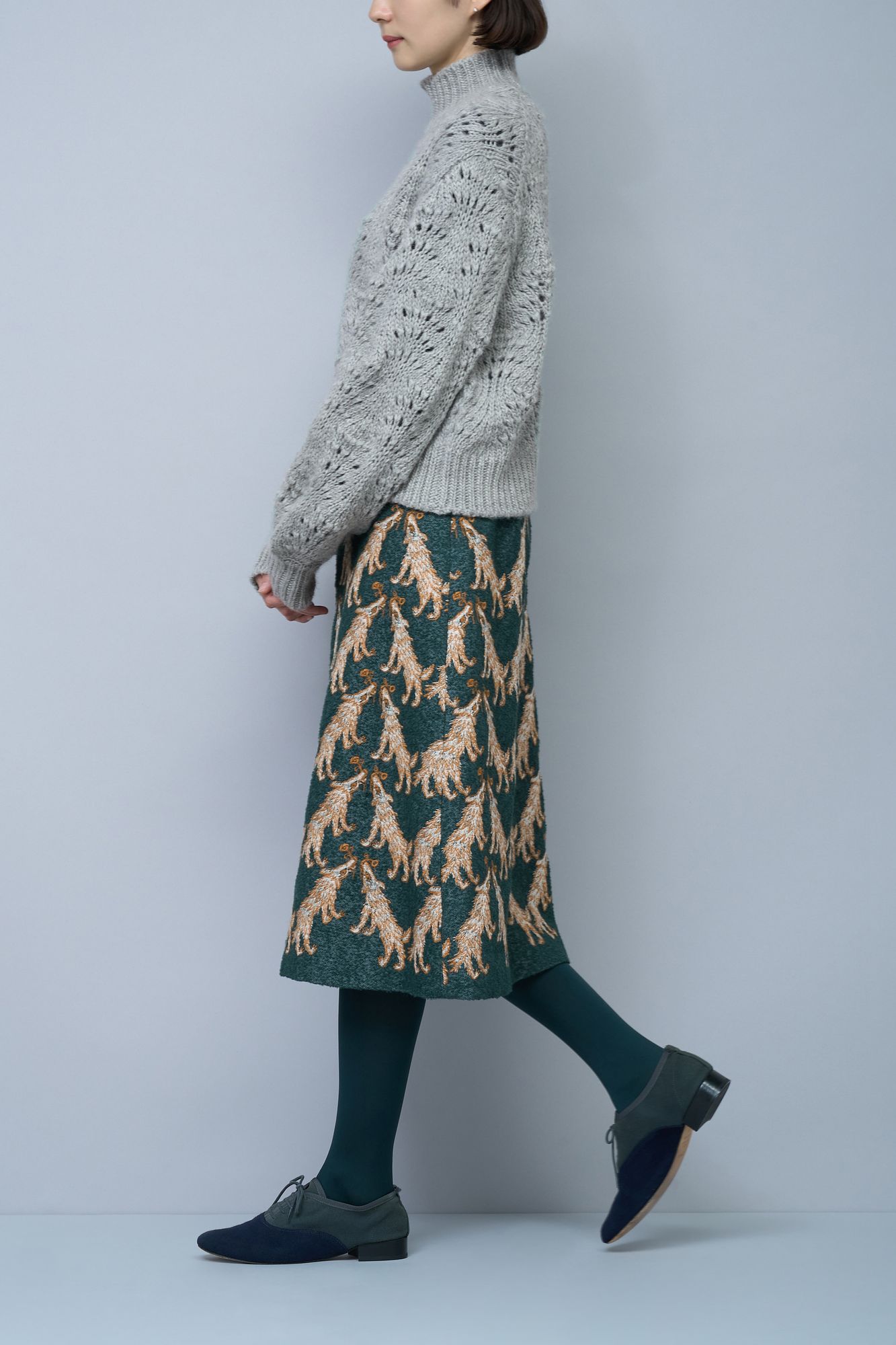 wolf & flower セミフレアスカート - minä perhonen