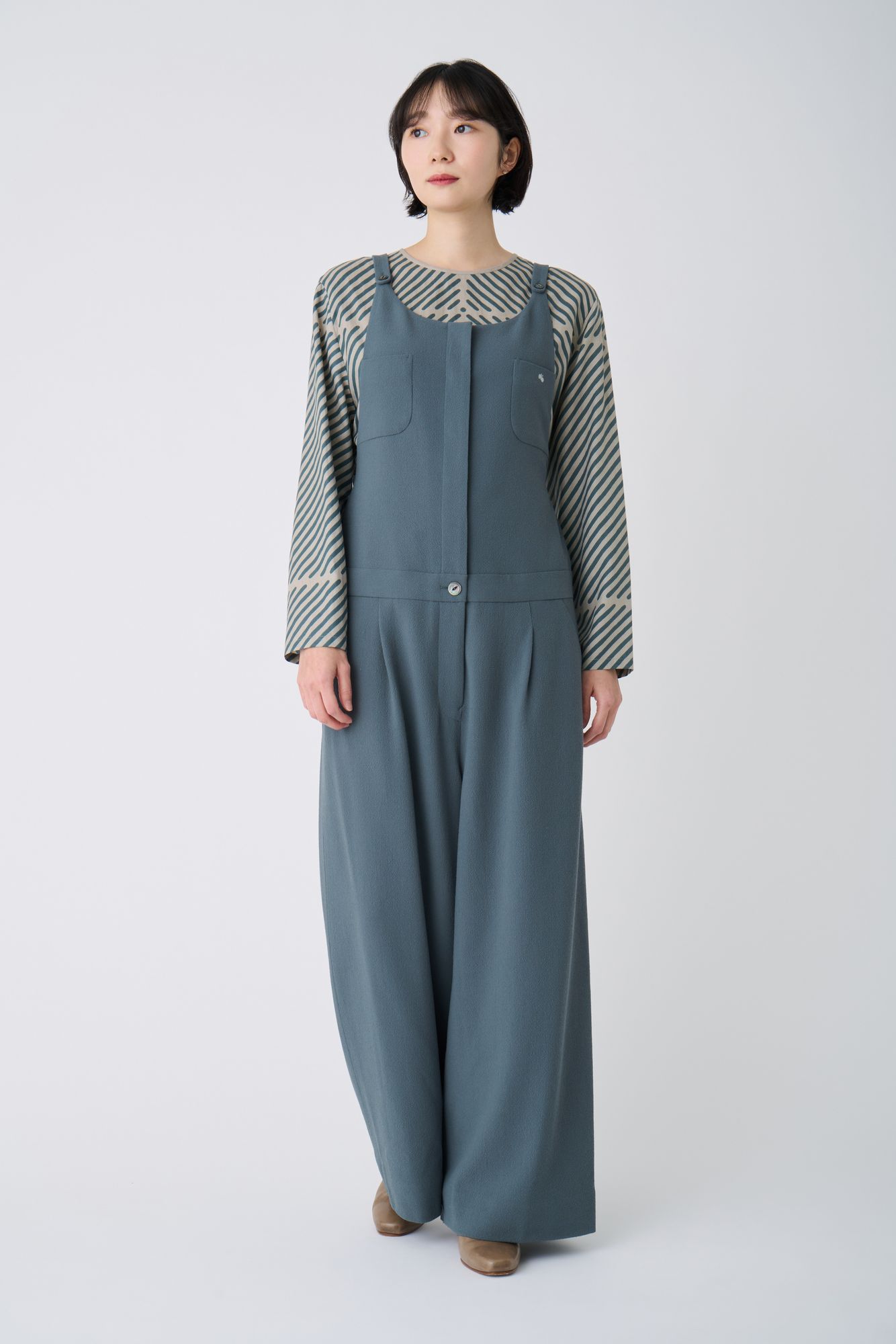 muta marine グレー サロンペット　レディース　新品タグ付き crystal sugar サロペット - minä perhonen