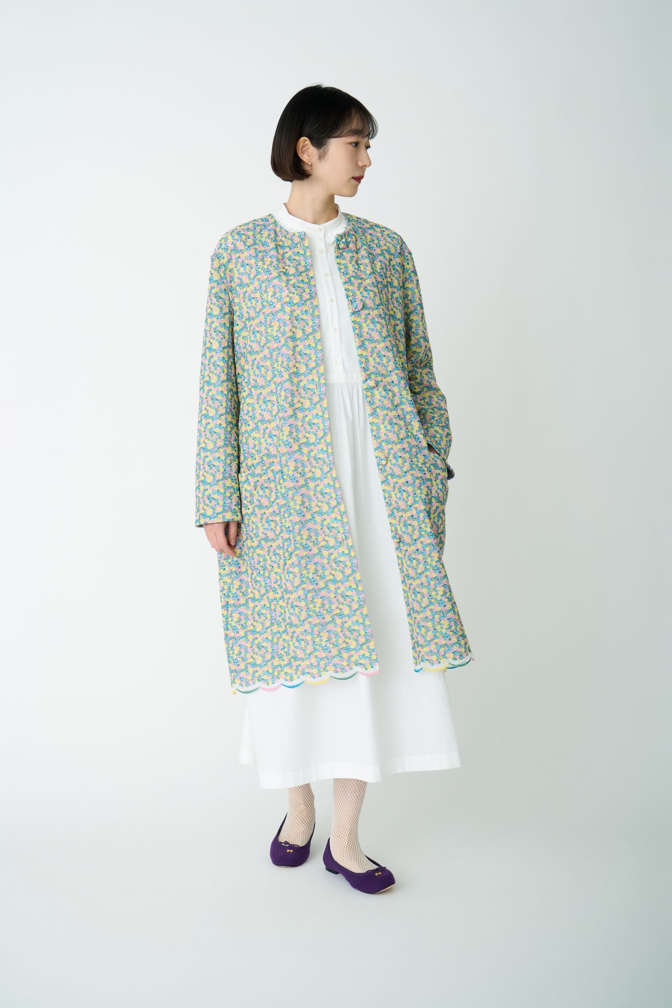 【試着のみ】ミナペルホネン aina 39 スカイフル skyful skyful コート - minä perhonen