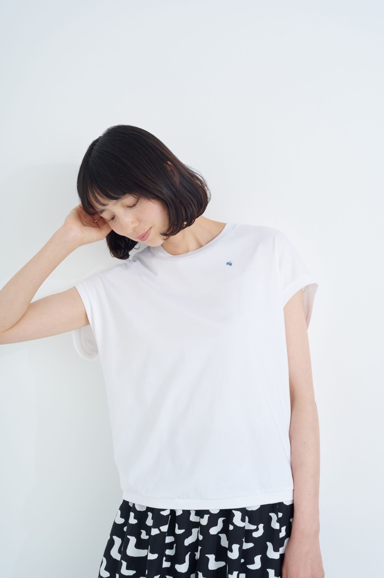 mina perhonen リネン100% 半袖プルオーバー 36 porcelain フレンチスリーブプルオーバー - minä perhonen
