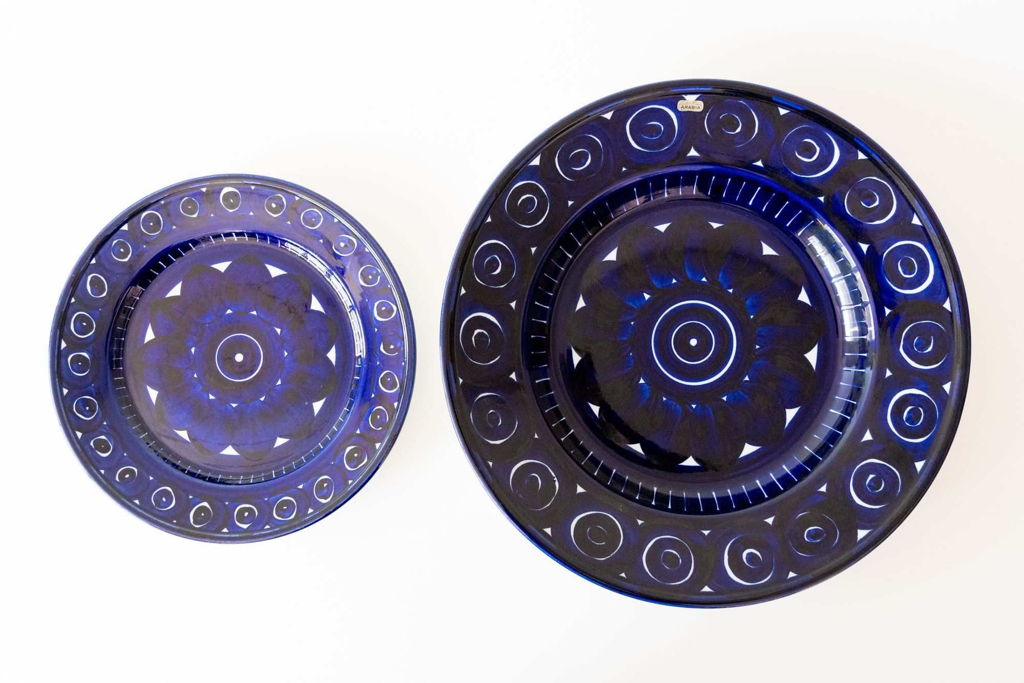Na.34《美品》EMBA シェアードウィーゼル＆フランス生地リバーシブル 紺 Valencia Deep Platter 36cm - minä perhonen