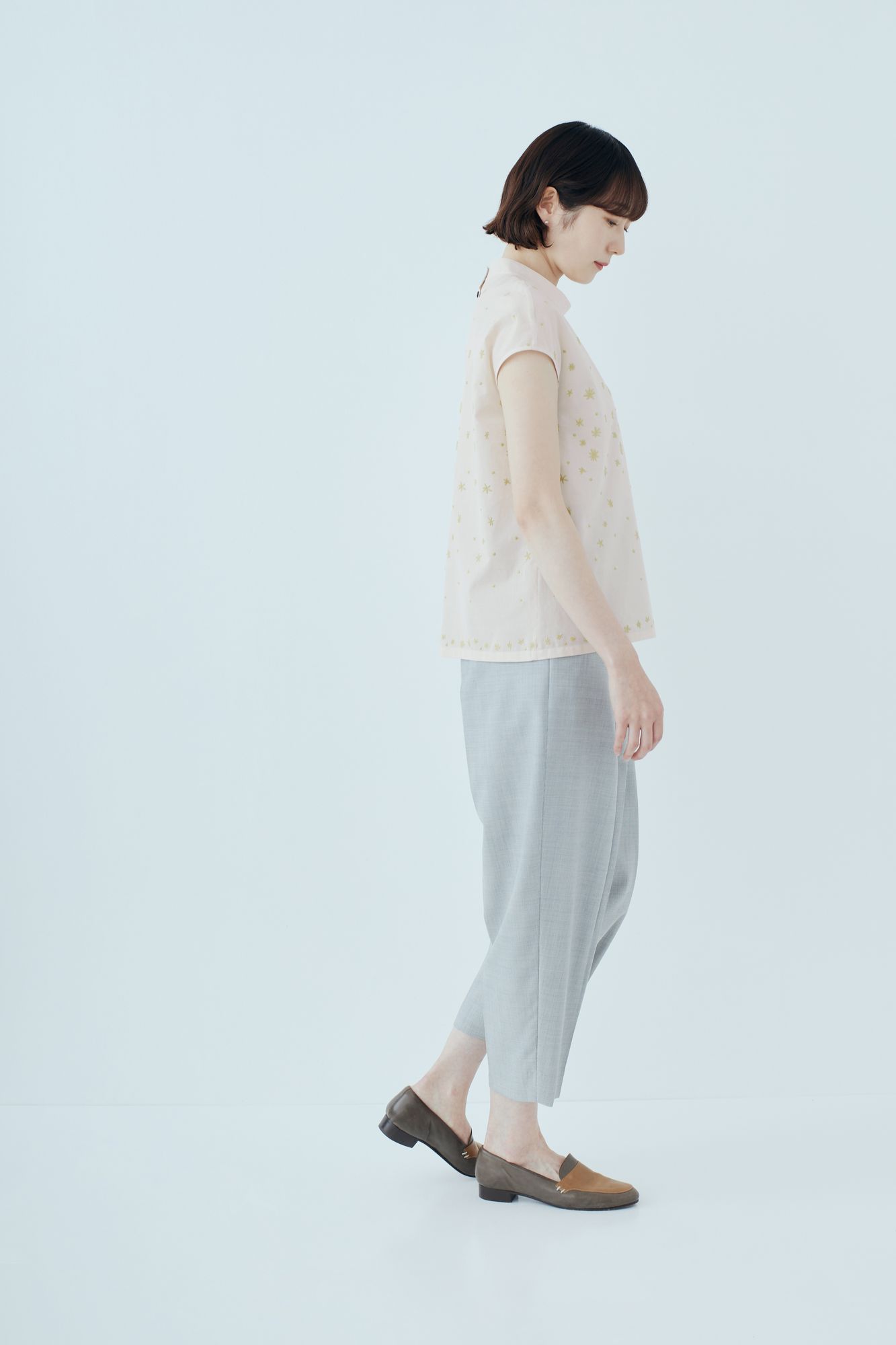 ミナペルホネン hoshi*hana スタンドカラーブラウス ブラック 38 hoshi
