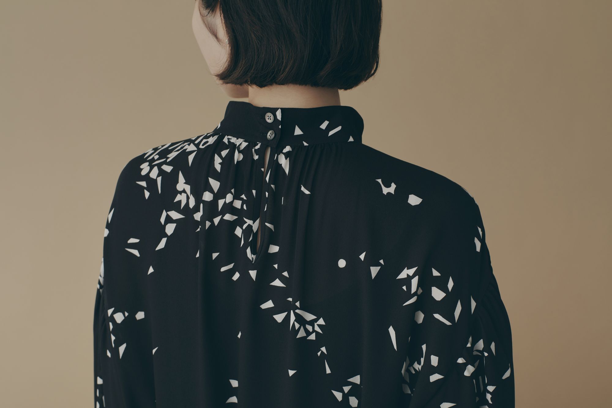 star snow スタンドカラーギャザードレス - minä perhonen