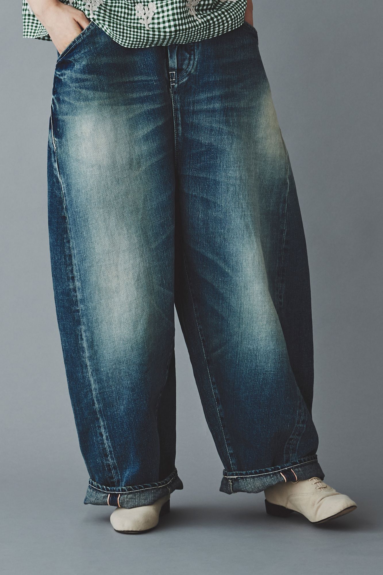 値下げしました mina perhonen ライトブルー フェード加工 デニム