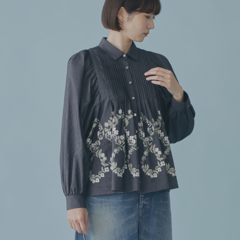 flower crown ピンタックブラウス - minä perhonen