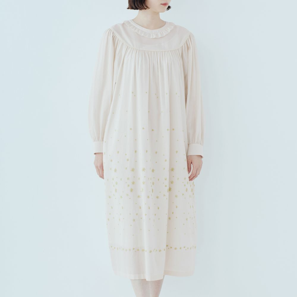 hoshi*hana フリル襟ギャザードレス - minä perhonen