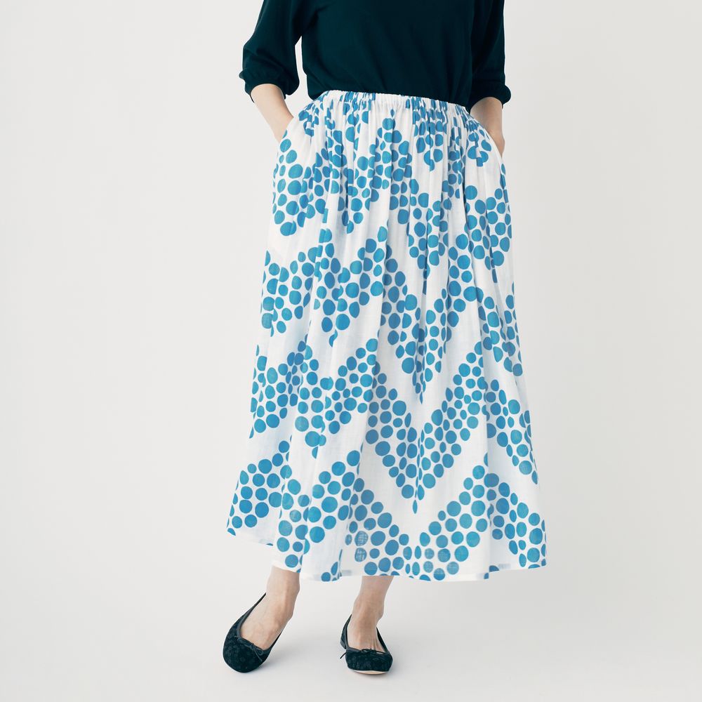 ミナペルホネン ミモレ丈 スカート プリーツ加工 コットン ギャザー ボリューム kupla ギャザースカート - minä perhonen