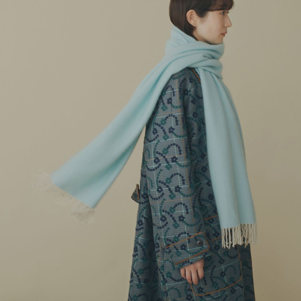 【極美品】ミナペルホネン root コート ブルー 36 カシミヤ混　ウール 極美品】ミナペルホネン root コート ブルー 36 カシミヤ混 ウール