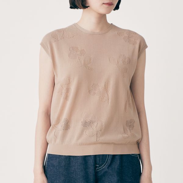 flower shadowフレンチスリーブニットプルオーバー