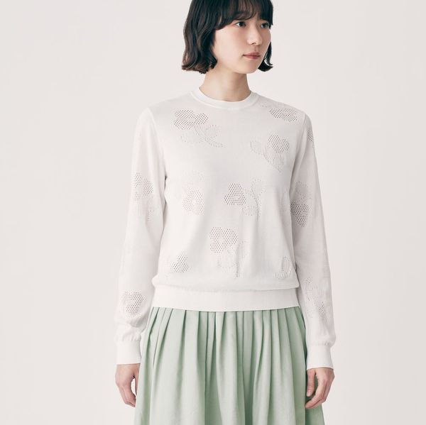 flower shadowロングスリーブニットプルオーバー