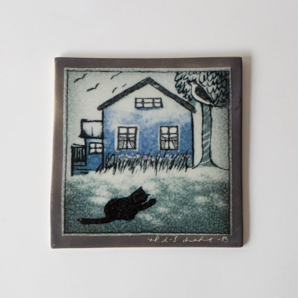 Wall Plate Blue House Cats - minä perhonen